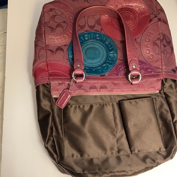 Coach purple/burgundy leather and fabric bag - Picture 15 of 16